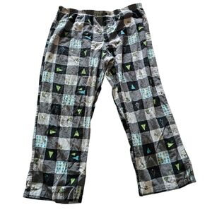 Peanuts Snoopy Plaid Lounge Pajama Pants Green Waistband Size L
